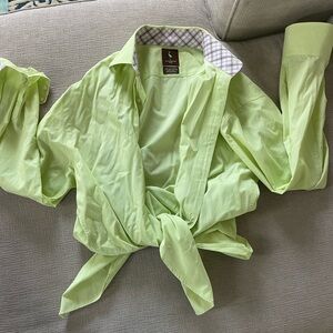 Light Lime Button-Up Shirt with Tie Front